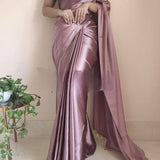 Beautifull Satin Saree With Lace Border