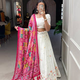 Beautiful threads lukhnowi work lehenga