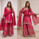 Rani Pink Heavy Simmer Silk Suit