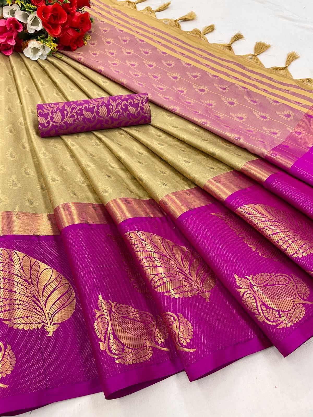 Launching mercerised cotton silk Saree