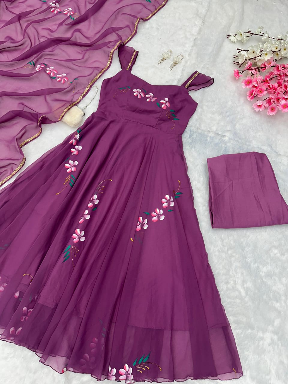 Exclusive Wine Flame Anarkali Gown