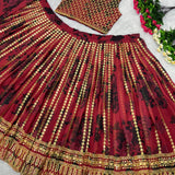 Red Brdial Net Lehenga Choli