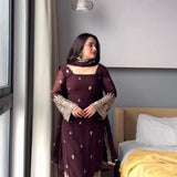 Elegant Brown Embroidered Suit