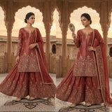 Partywear Crunchy Silk Top Sharara