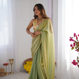 Pista Satin Organza Saree