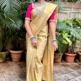 Bollywood Gold Kanjiviram Silk Saree