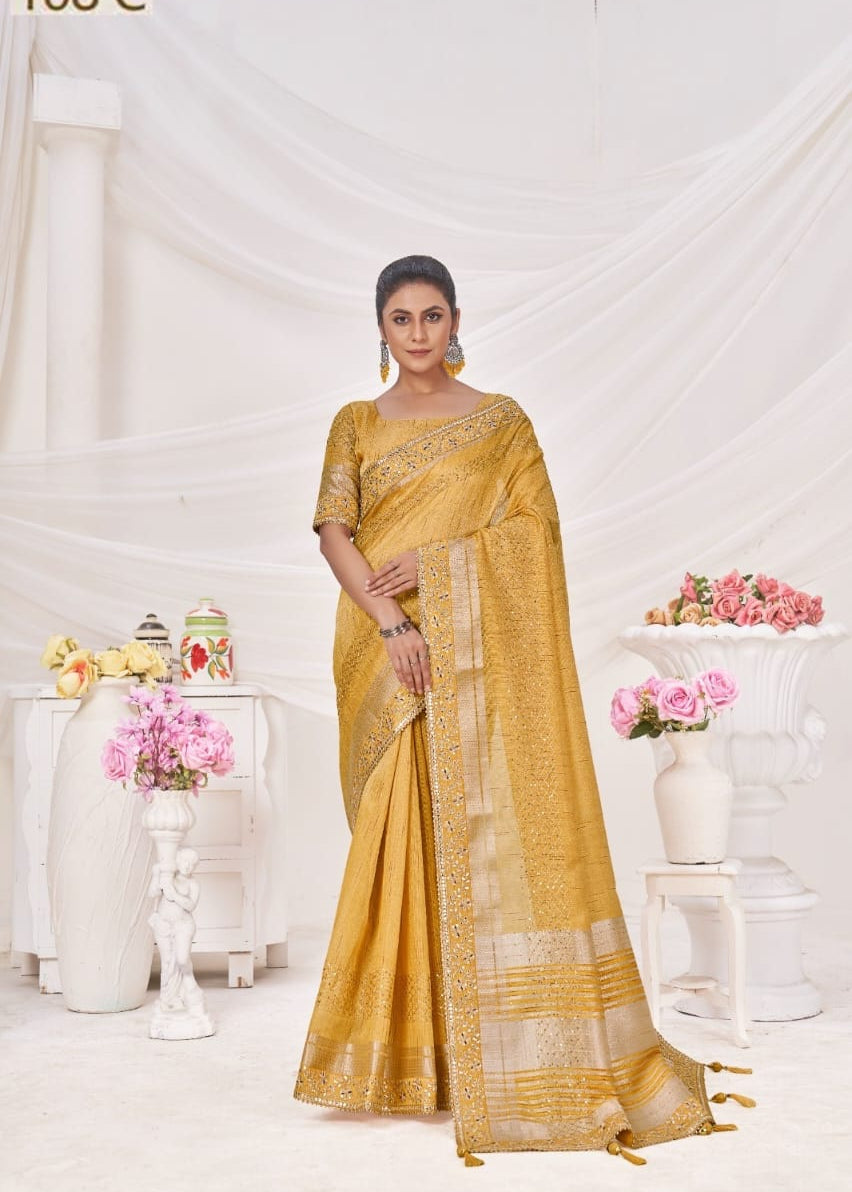 Sumitra Majestic Dyed Sequence Lining Saree