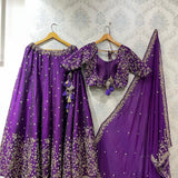 Violet Wedding Satin Silk Lehenga