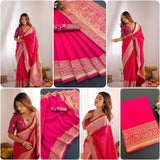 Light Pink Soft Lichi Silk Saree