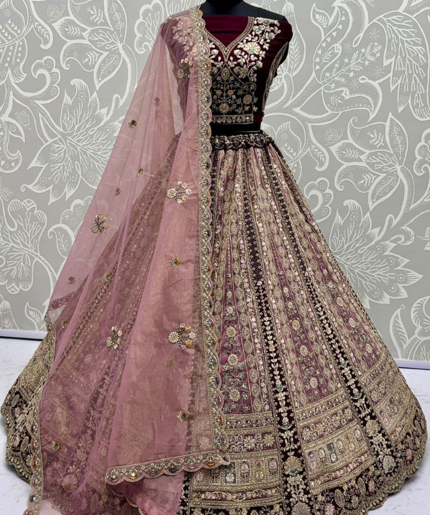Adorn Wedding Embroidered Net Lehenga