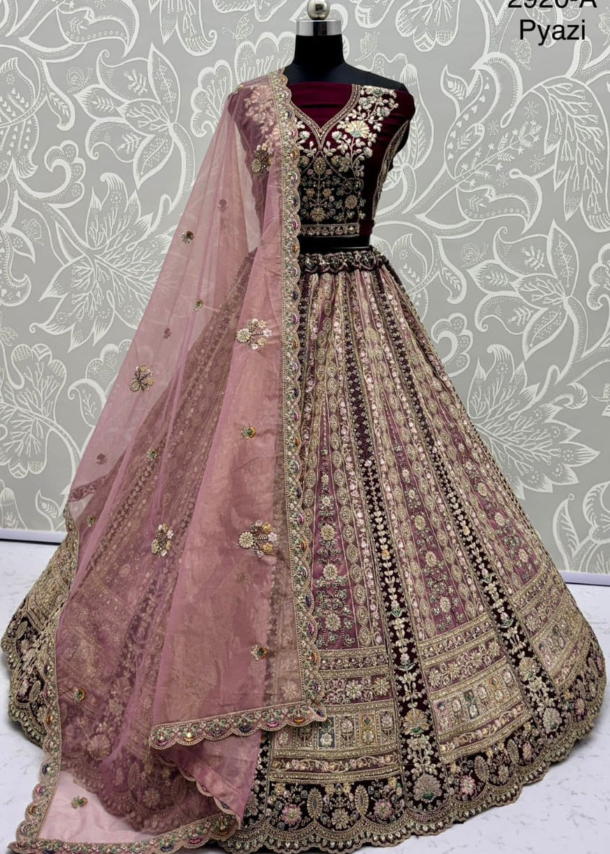 Adorn Wedding Embroidered Net Lehenga