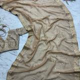 Exclusive Gold Crush Embellished Saree