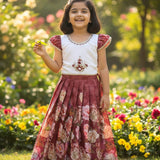Kids Floral Maroon Lehenga