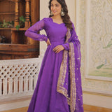 Attractive Russian Silk Anarkali Gown