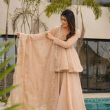 Ethnic Tabby Organza  Top Sharara Plazzo