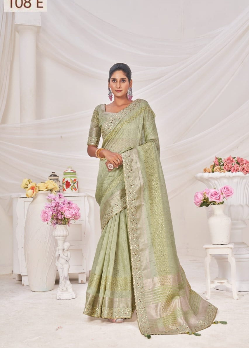 Sumitra Majestic Dyed Sequence Lining Saree