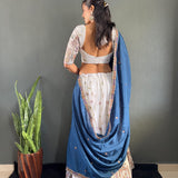 White Chinon Festive Lehenga