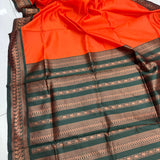 Orange Soft Lichi Silk Saree