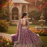 Rosy Brown Jacquard Lehenga