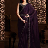 Heavy Satin Chiffon Saree