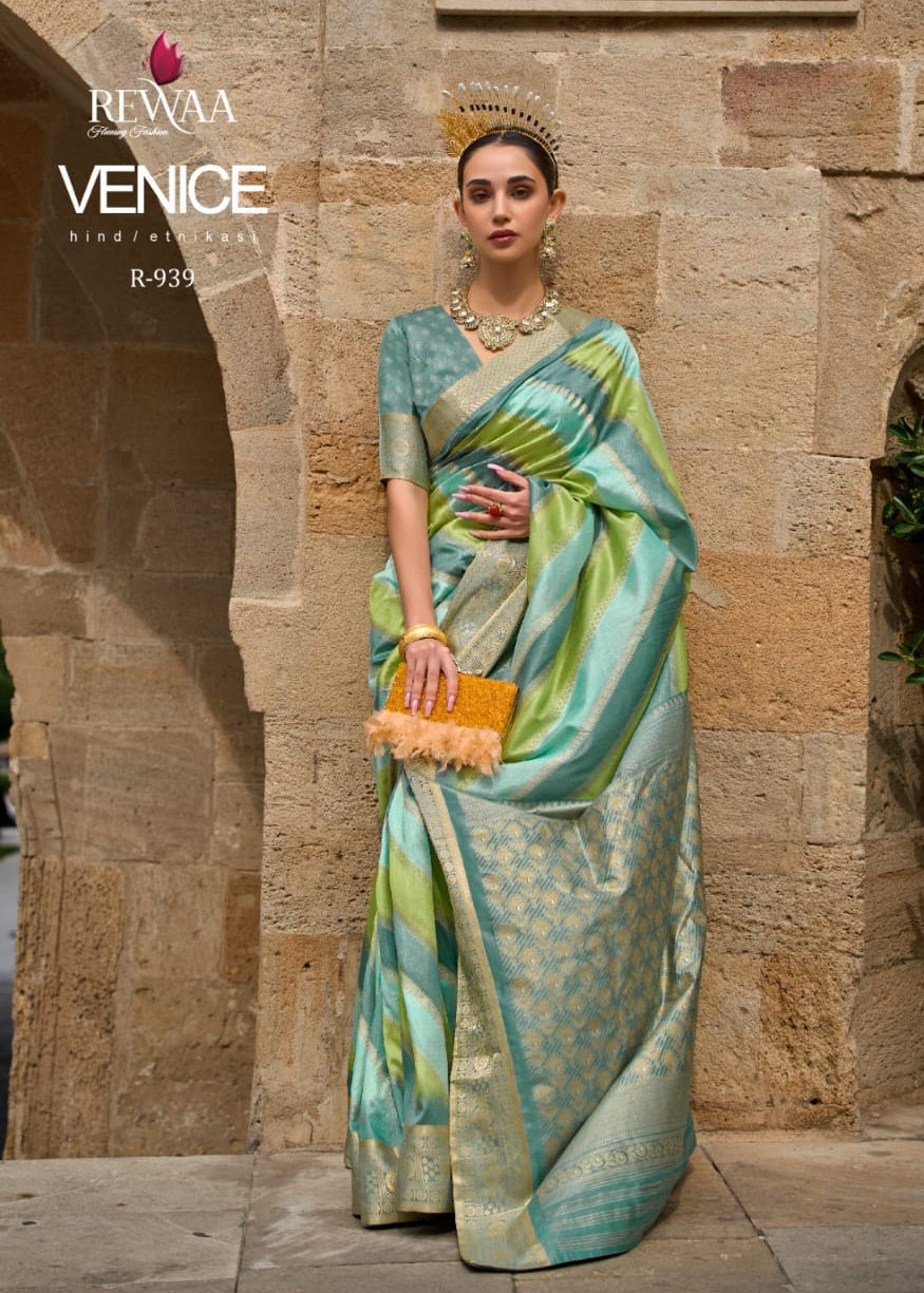 Premium Aqua Finish Silk Saree