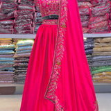 Pink Wedding Malai Satin Lehenga