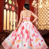 DESIGNER PLUS SIZE WHITE FLORAL LENGA CHOLI