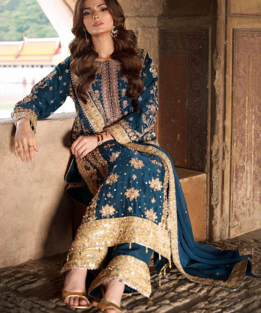 PLUS SIZE Elegant Embroidered Sequence with Rivet Moti Work Designer SALWAR Set