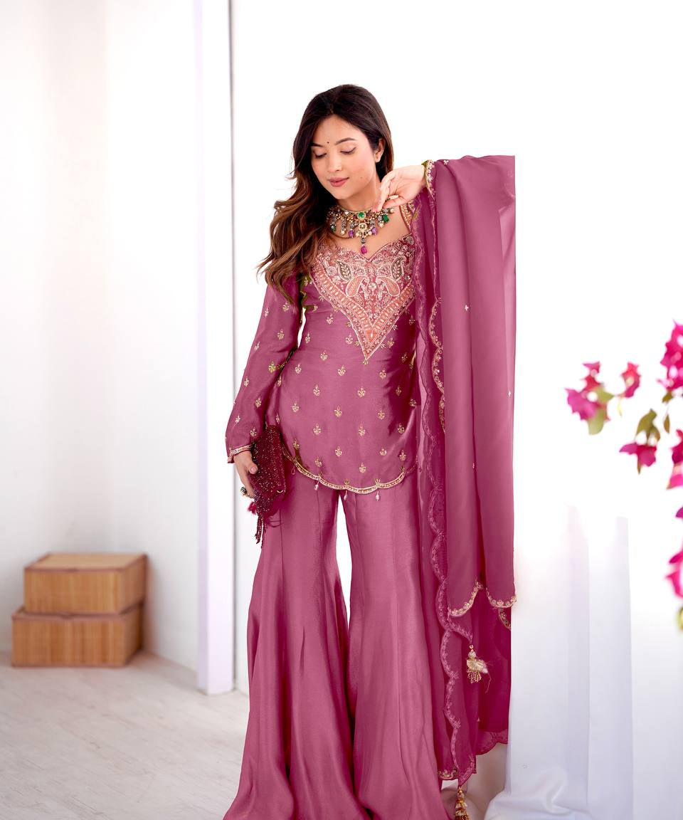 plus size simar silk plazzo suit