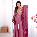 plus size simar silk plazzo suit