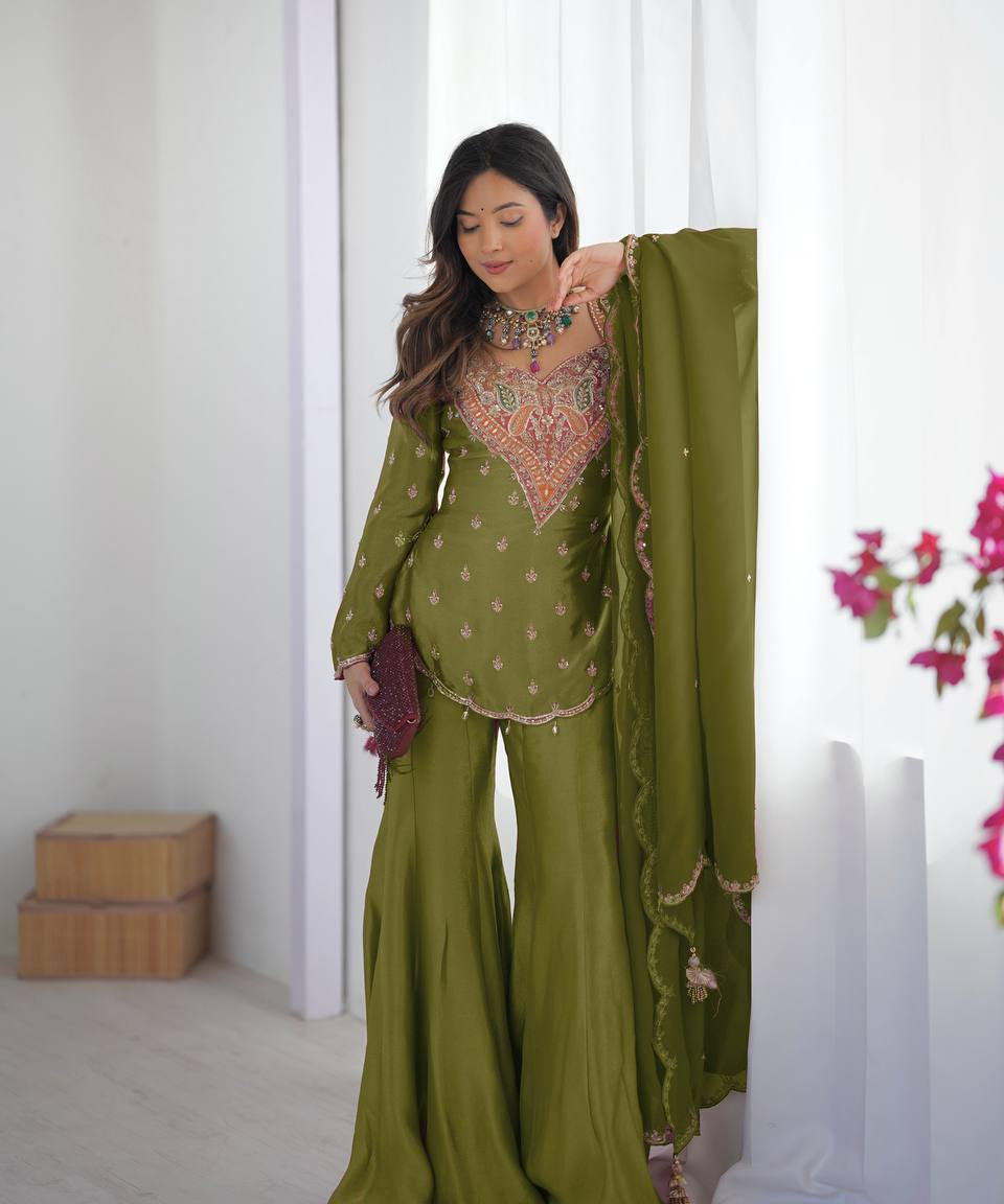 plus size simar silk plazzo suit