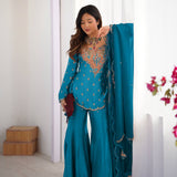 plus size simar silk plazzo suit