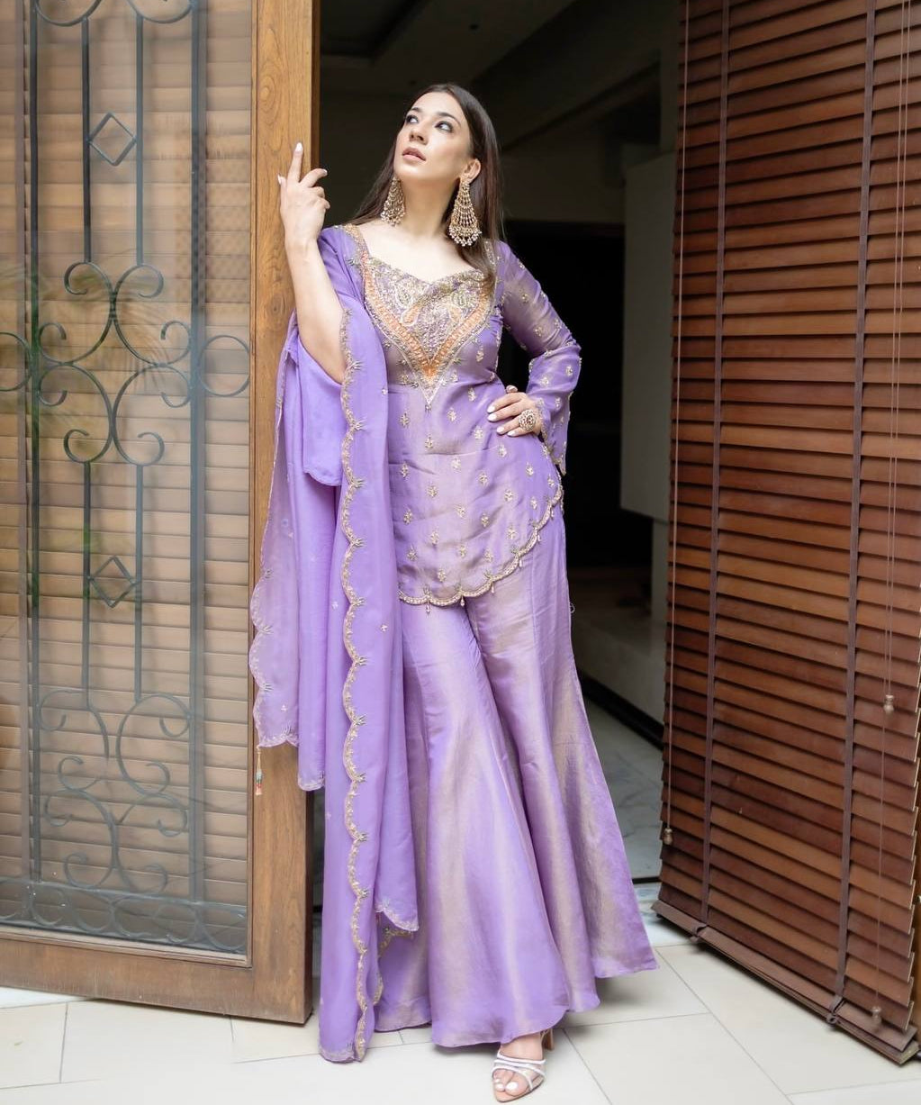 plus size simar silk plazzo suit