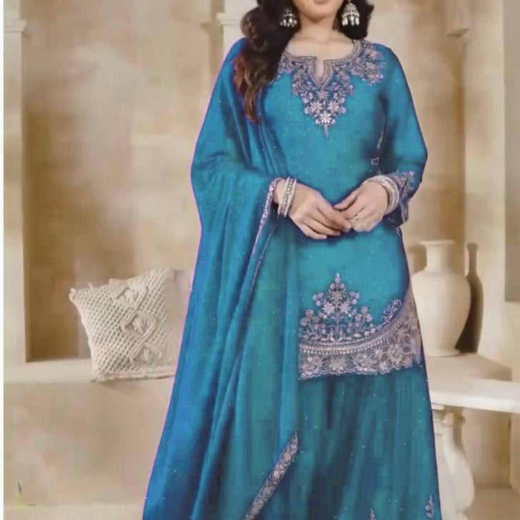 PLUS SIZE PARTY WEAR PLAZZO SUIT