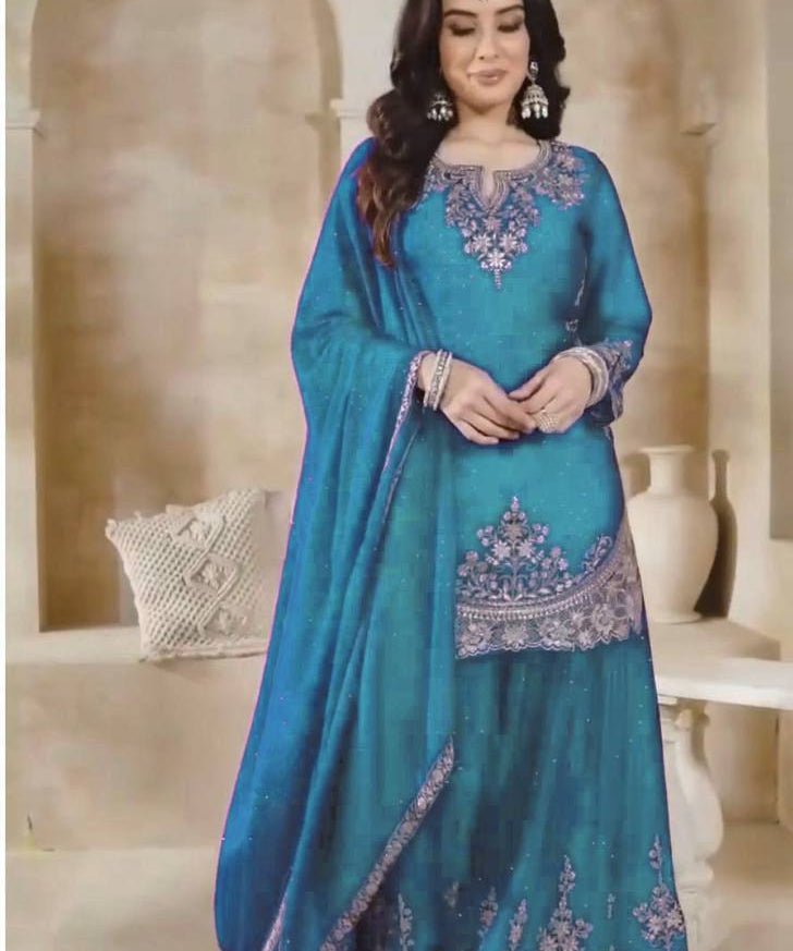 PLUS SIZE PARTY WEAR PLAZZO SUIT