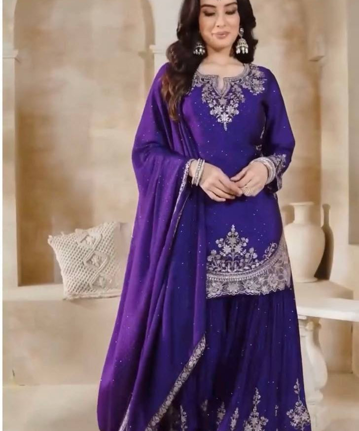 PLUS SIZE PARTY WEAR PLAZZO SUIT