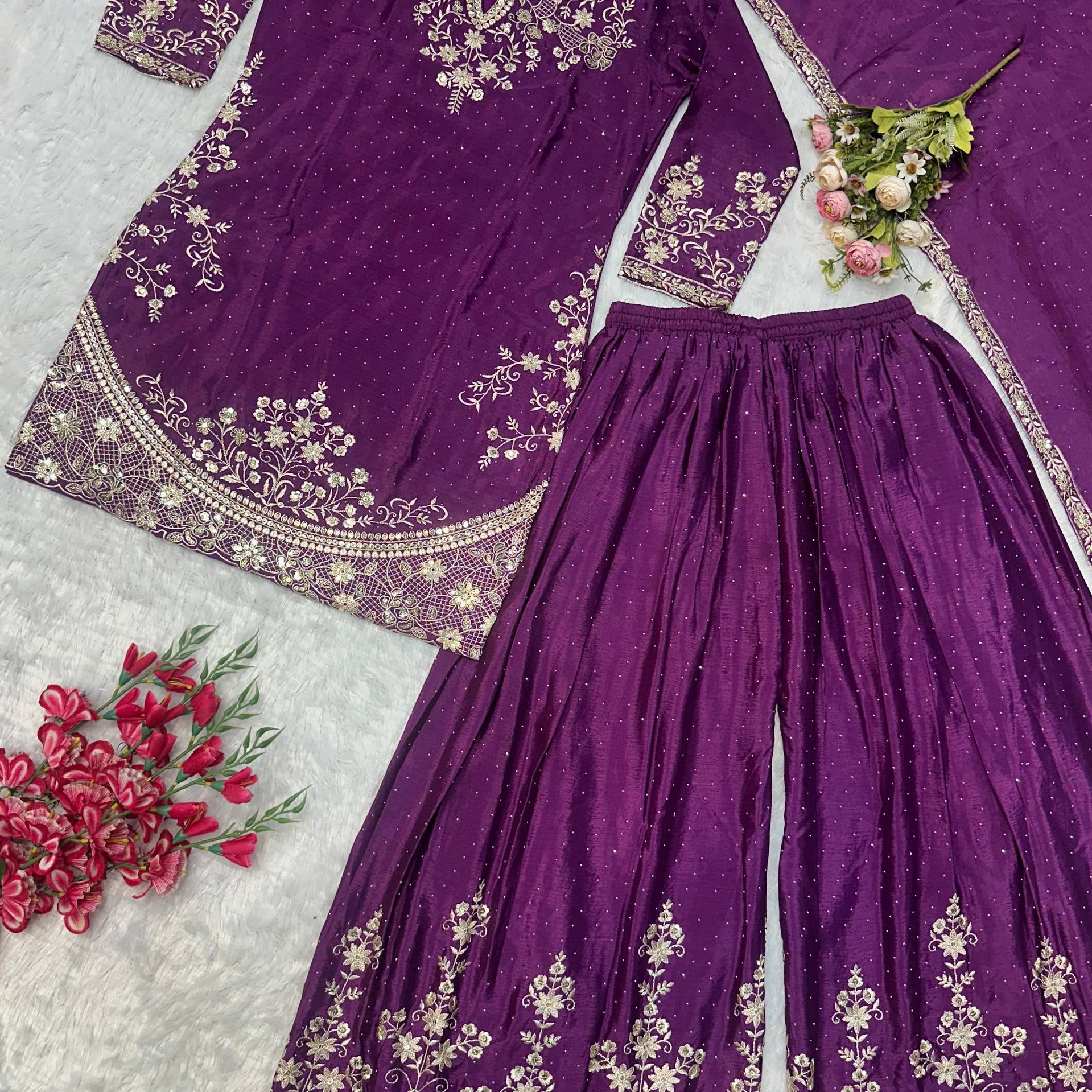 PLUS SIZE PARTY WEAR PLAZZO SUIT