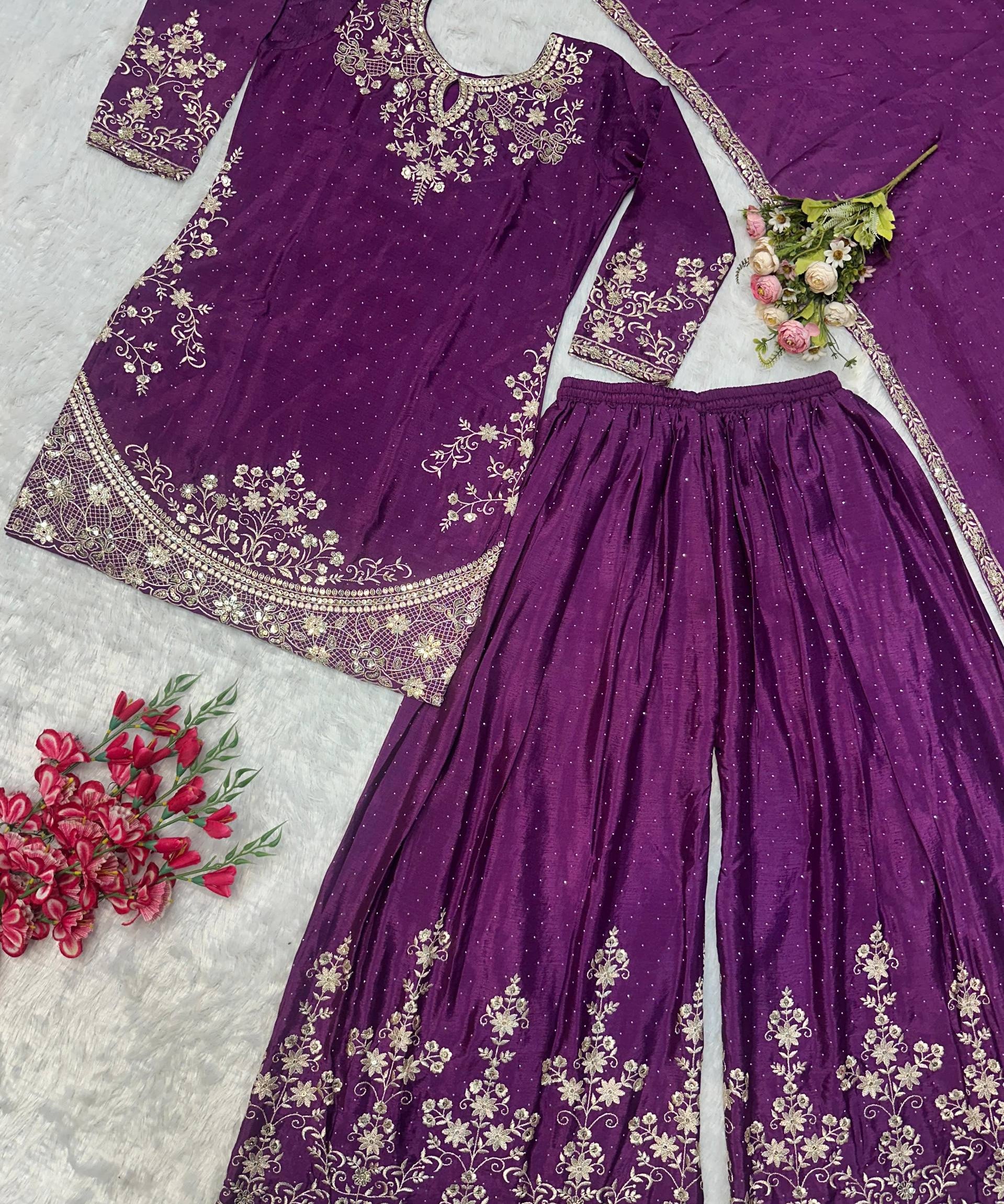 PLUS SIZE PARTY WEAR PLAZZO SUIT