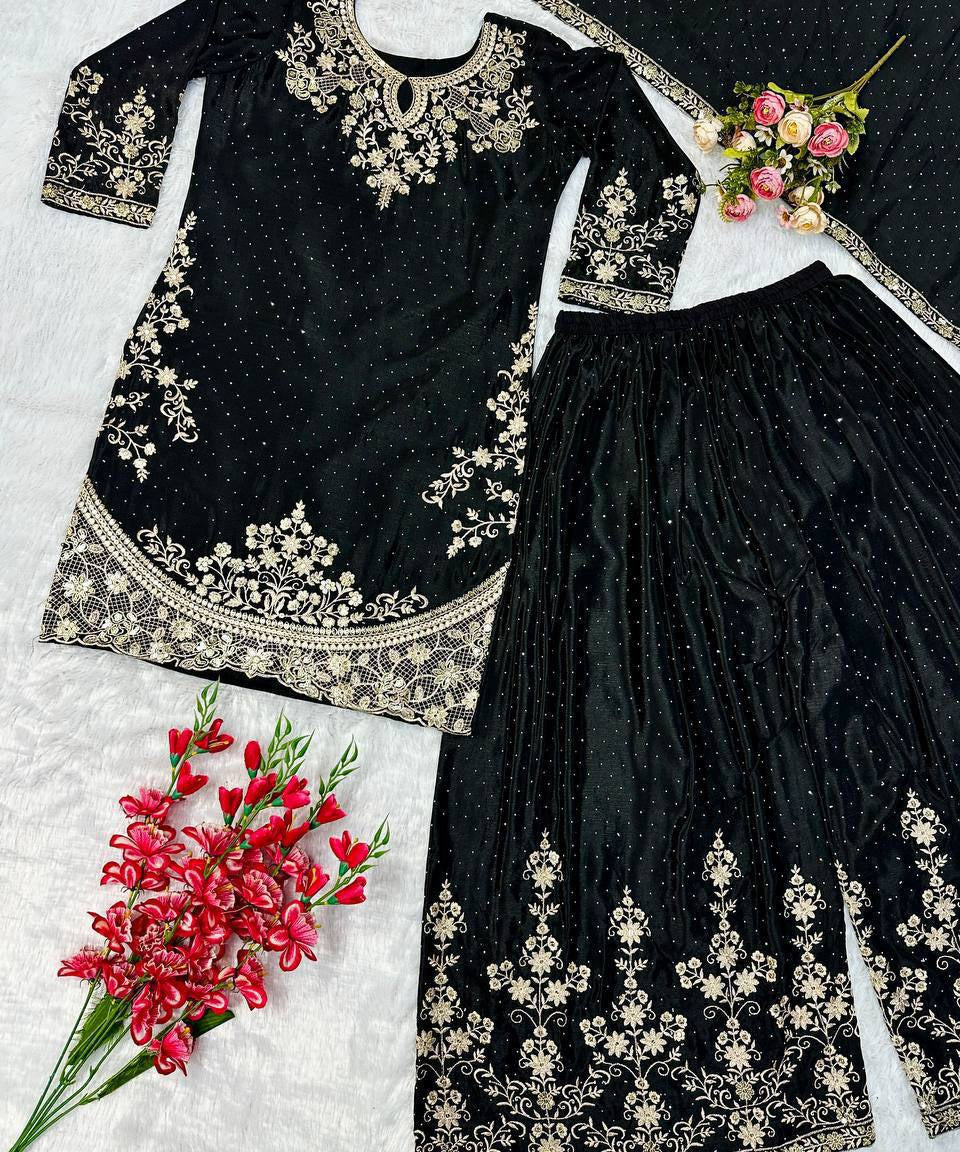 PLUS SIZE PARTY WEAR PLAZZO SUIT