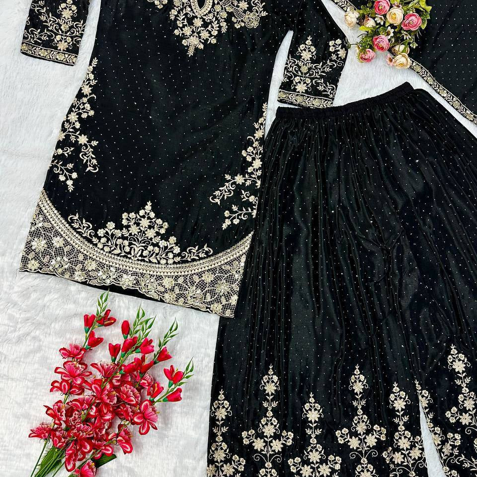 PLUS SIZE PARTY WEAR PLAZZO SUIT